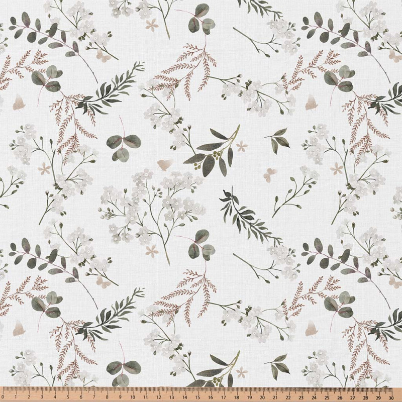 Printed Cotton AZAYA White / Green